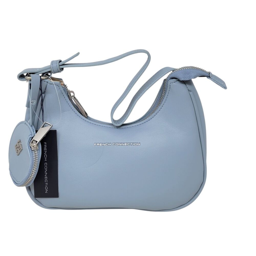 French Connection Sabrina Shoulder Bag with Pouch in Powder Blue NWT $98